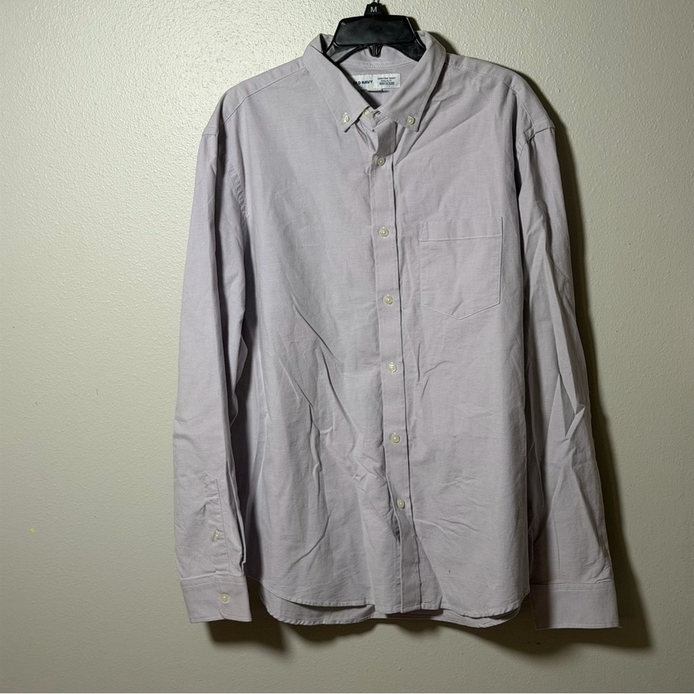 Old Navy Men Classic Everyday Shirt Button Down Shirt Lilac Regular Fit size XL